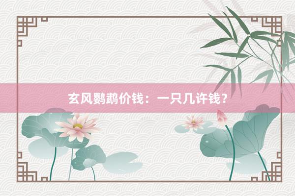 玄风鹦鹉价钱：一只几许钱？